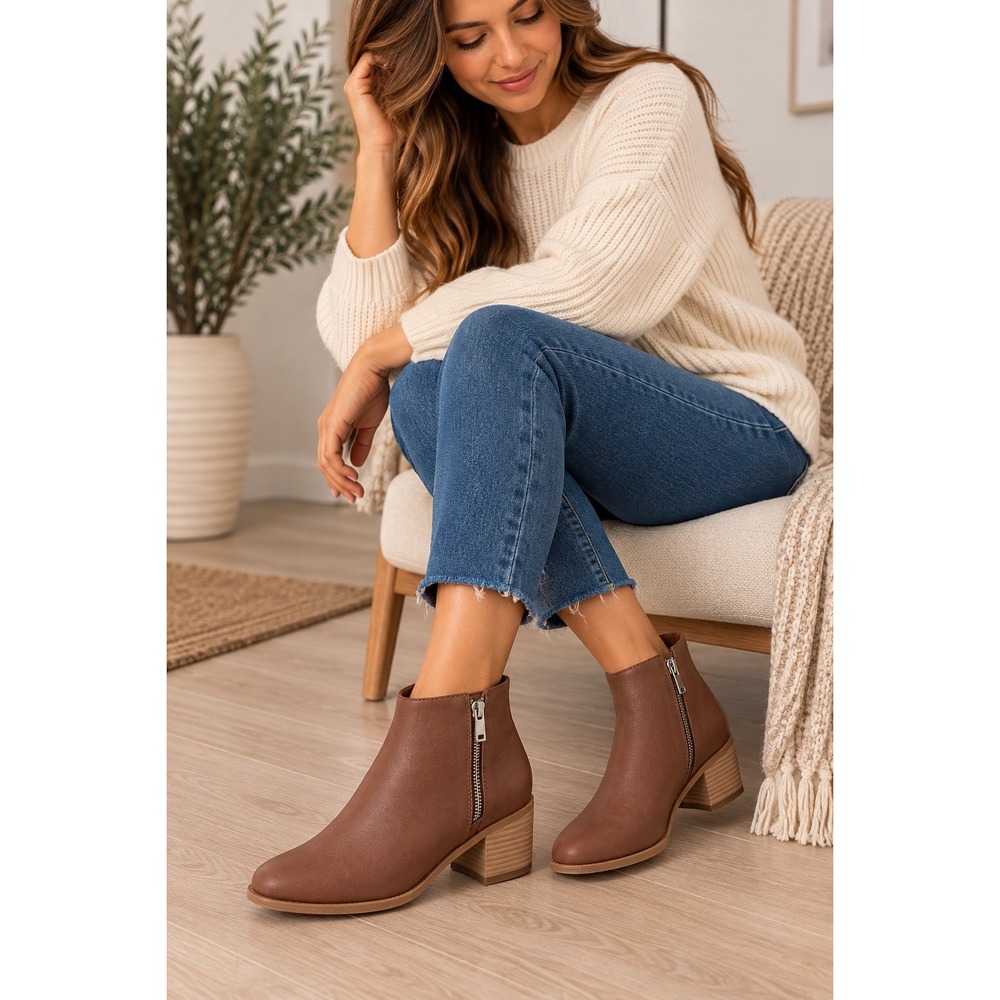 Lucky Brand La Bailee Women's Leather Ankle Boots Brown Size 6.5 New in Box